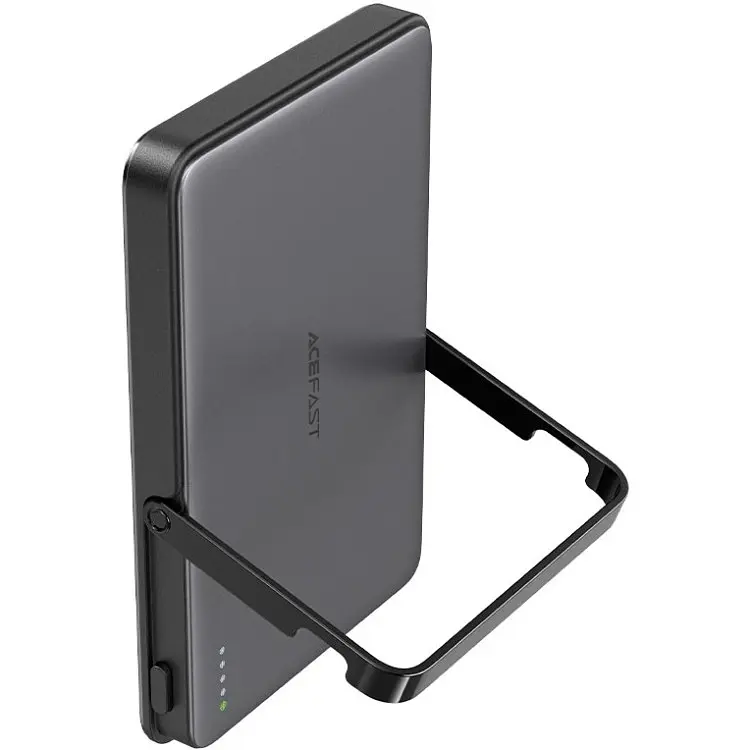 Універсальна мобільна батарея Acefast Magnetic Wireless 5000mAh 18W PD,QC3.0 USB-C In/Out,with holder, ультра тонкий M16 Чорний - фото 2
