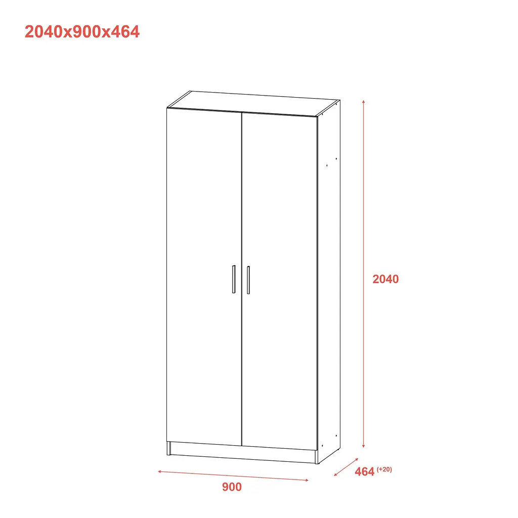 Шафа для одягу Doros Promo з полицями Сірий 2 ДСП 90х48х204 (80737770) - фото 9