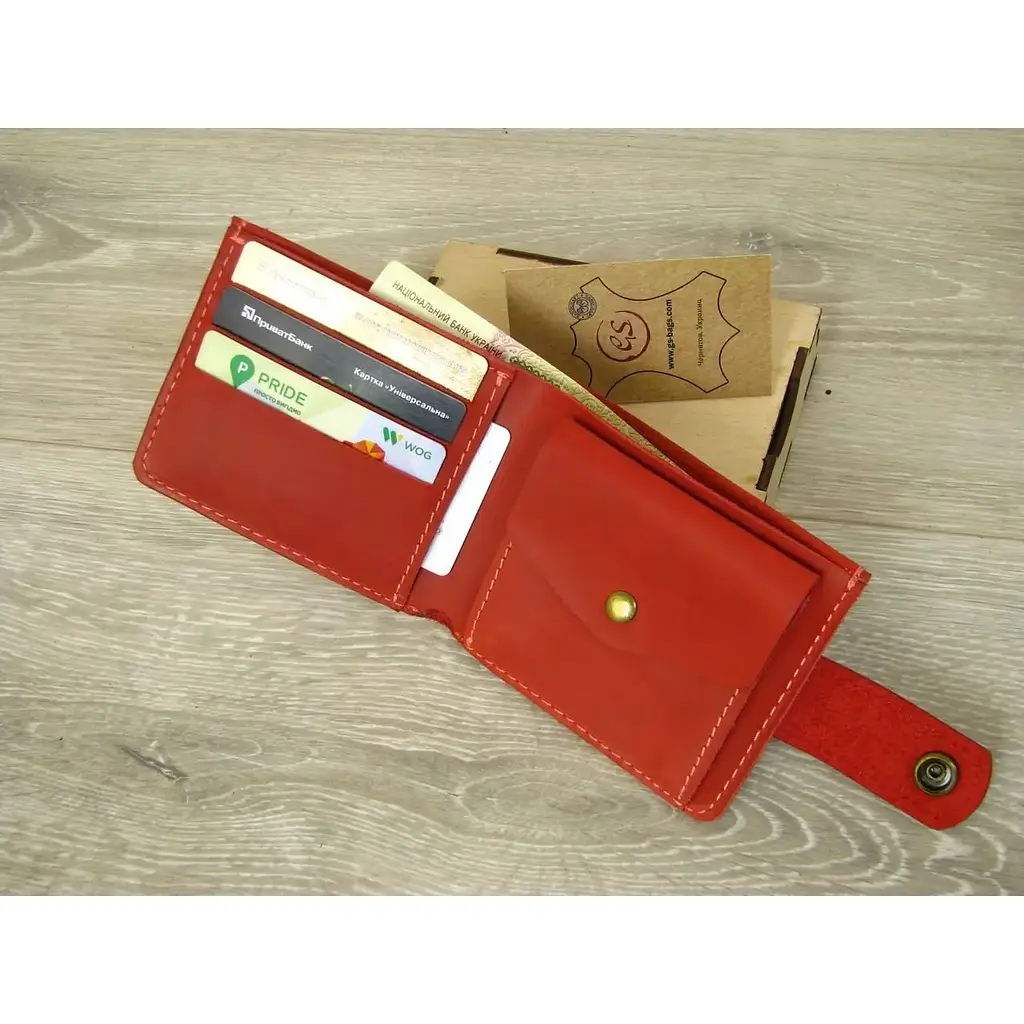 Жіноче портмоне GS шкіряне червоне - фото 3