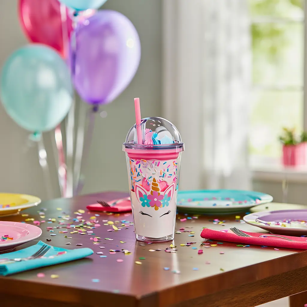 Пластикова склянка з трубочкою та кришкою 400 мл багаторазова пластикова склянка Рожевий Yiwu HP-18-1P - фото 5