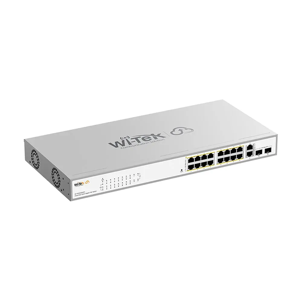 PoE-комутатор 20-портовий керований Wi-Tek WI-PCES320GFH гігабітний 16x1000Mbps PoE+, 2x1000Mbps Uplink, 2xSFP, 130W, Cloud, ONVIF (73-00254) - фото 3