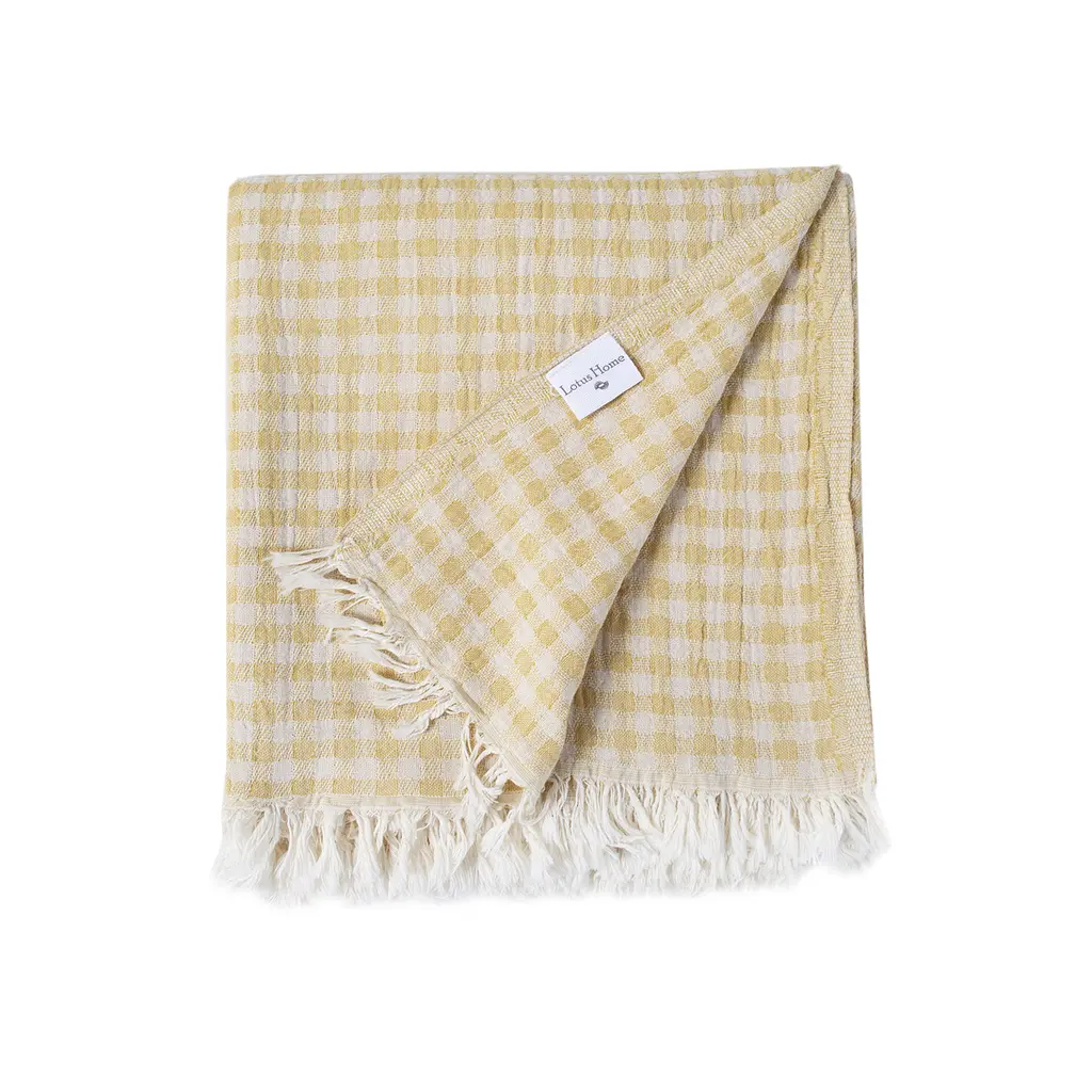 Покрывало Lotus Home - Checked Gingham желтый 190x225 - фото 3