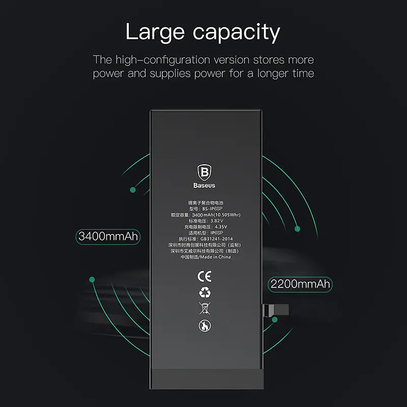 Акумулятор Baseus Phone Battery для Iphone 6S Plus 3400 mA (ACCB-BIP6SP) - фото 7