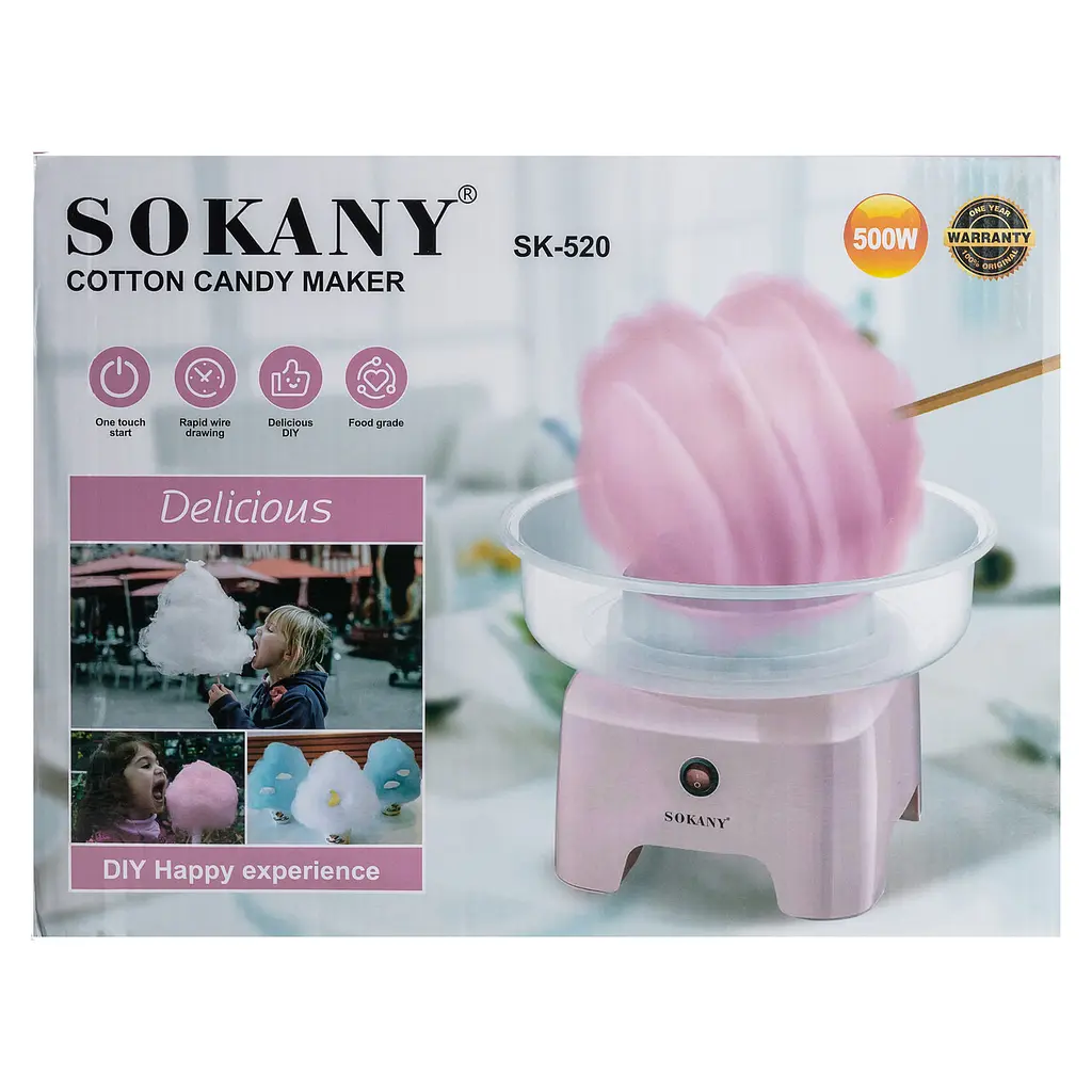 Апарат для солодкої вати Sokany SK-520 настільний, рожевий Sokany SK-520P - фото 8