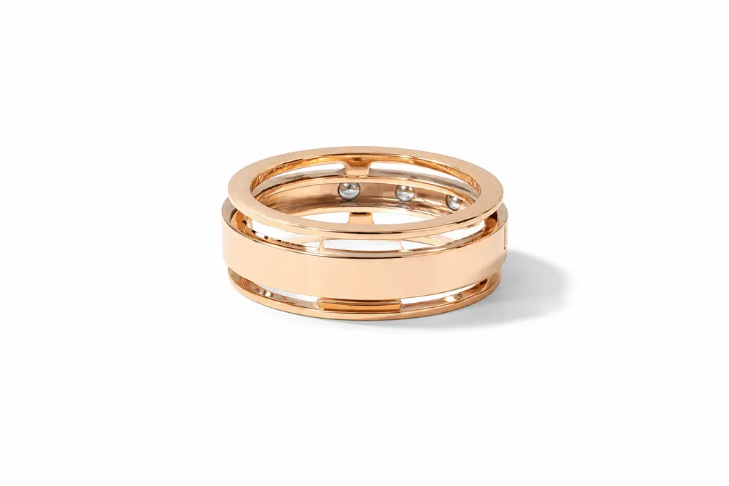 Обручне кільце з червоного золота з муасалітами К-0723 16.5 - фото 2