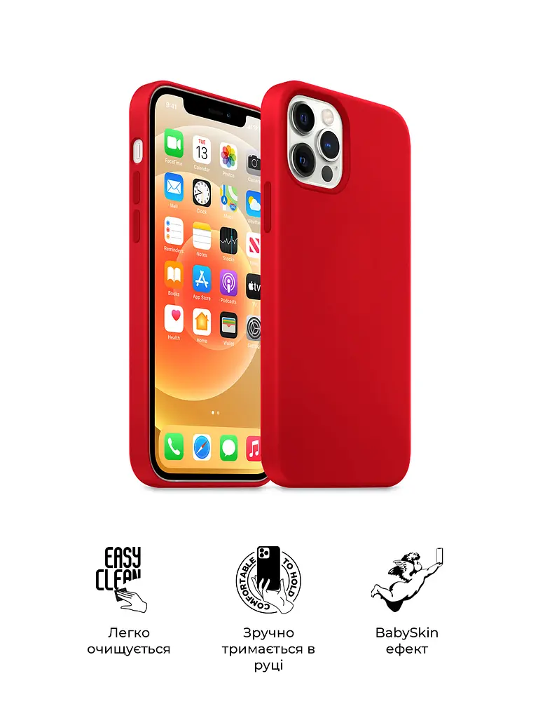 Силиконовый чехол для Apple iPhone 12 Pro Max, ICON2 Case, красный, противоударный, панель, защита всего корпуса, матовая поверхность Soft Touch, выступает над дисплеем, совместим с защитными стеклами и пленками, с микрофиброй, ArmorStandart (ARM60576) - фото 3