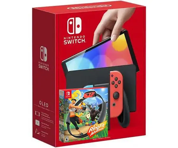 Игровая консоль Nintendo Switch OLED model Neon Blue-Red + Игра Ring Fit Adventure - фото 6