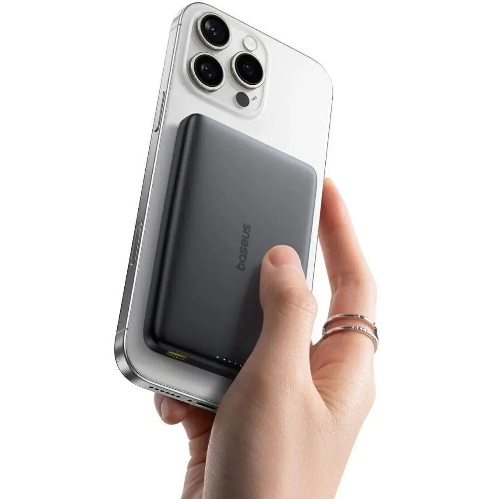 Зовнішній акумулятор Baseus PicoGo AM41 Ultra-Slim Qi2 Magnetic Power Bank 10000 mAh 27W - бездротове зарядне чорне - фото 5