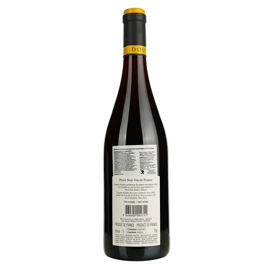 Вино Doudet Naudin Pinot Noir, червоне, сухе, 12,5%, 0,75 л (23610) - фото 2