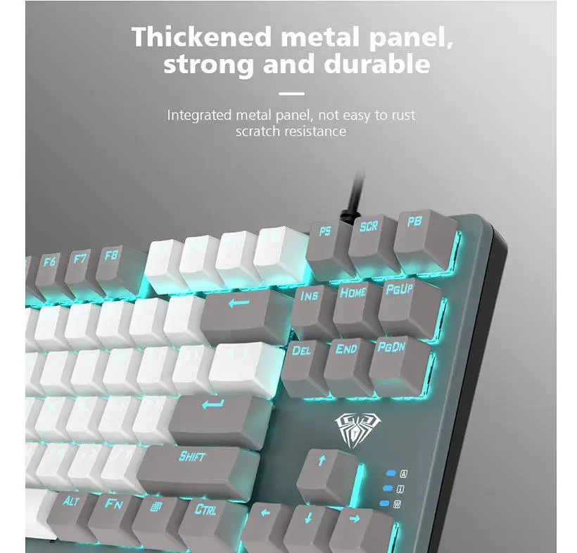 Клавіатура ігрова механічна Aula Mechanical F-3287 Grey-White Keycap KRGD Blue - фото 5