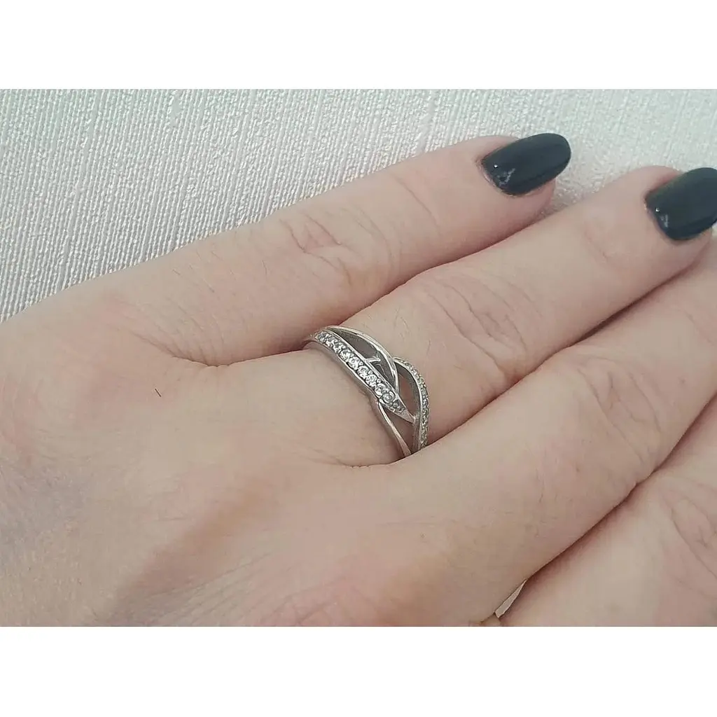 Срібне кільце Агні Щирість з фіанітами. 1888/9Р-CZ 17 - фото 2