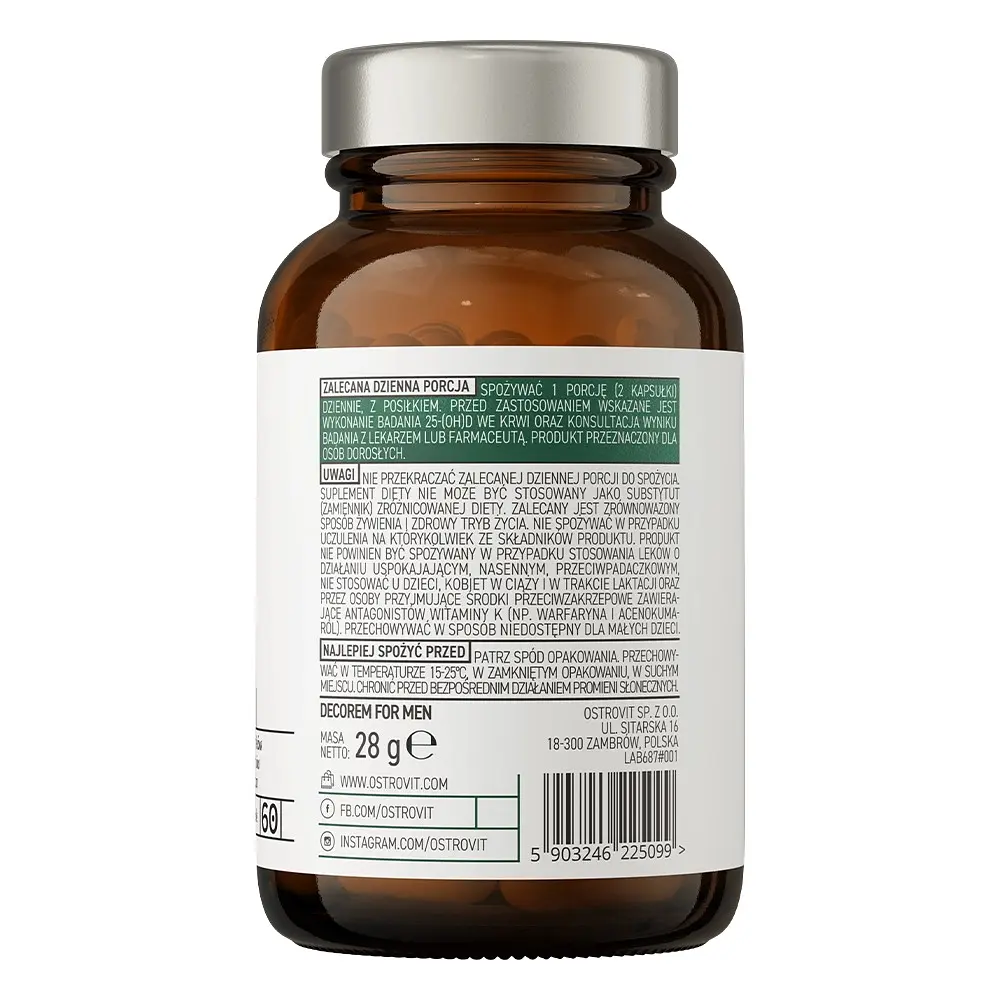 Вітамінно-мінеральний комплекс OstroVit Pharma Decorem For Men 60 капсул - фото 3