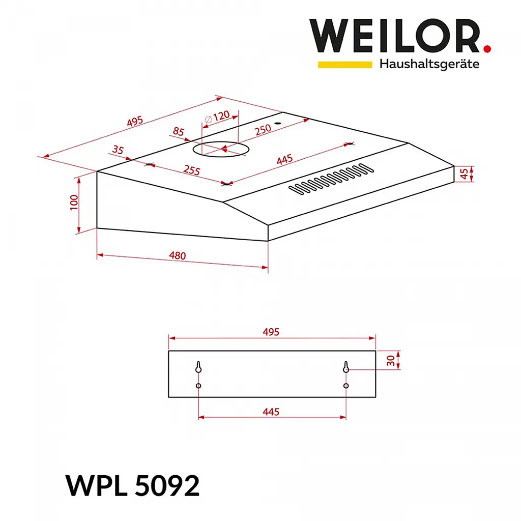 Витяжка плоска WEILOR WPL 5092 WH - фото 9