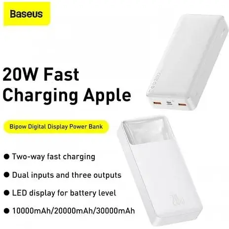Умб Baseus Bipow Digital Display Power Bank 20000mAh 2USB/1Type-C, PD/QC, 20W, 3A (PPDML-M02) 000007519-up - фото 2