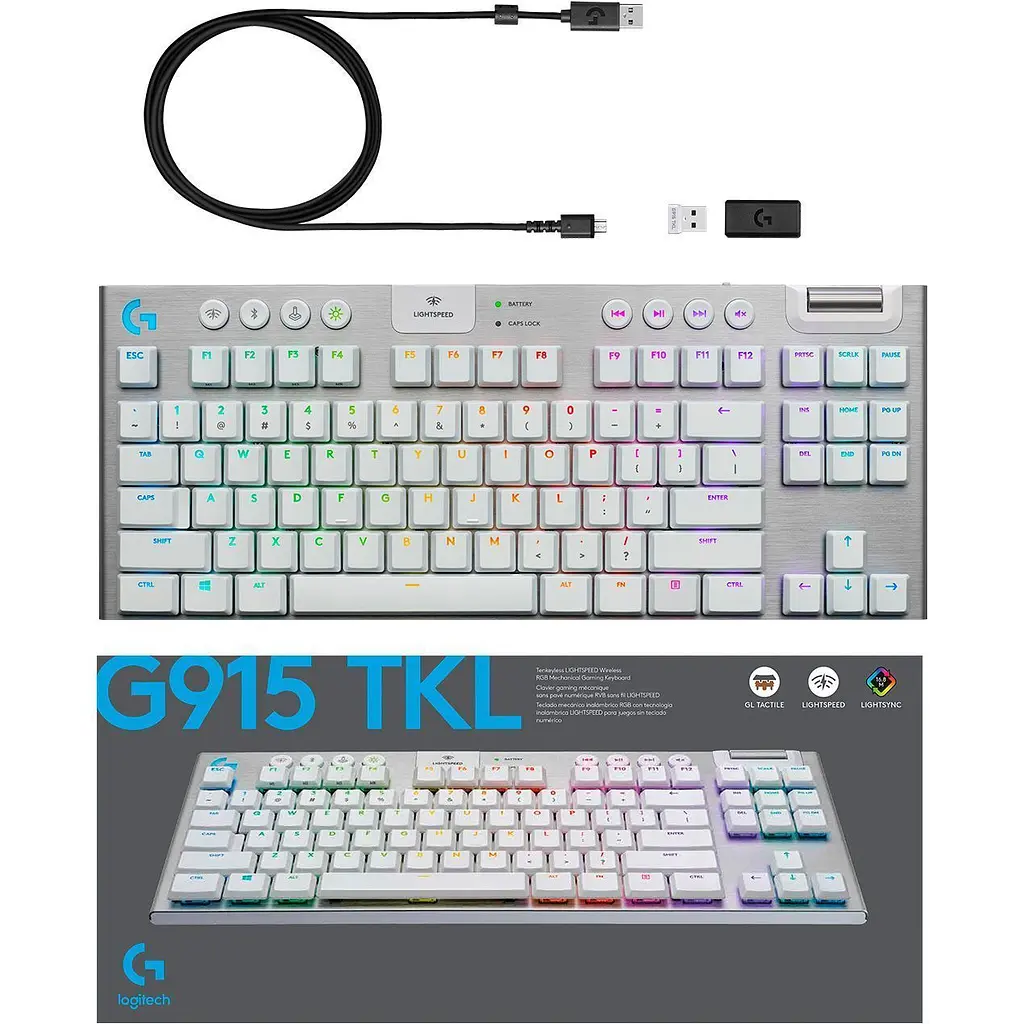 Клавіатура Logitech G915 TKL Lightspeed Wireless RGB Mechanical White [920-009664] [68413] - фото 2