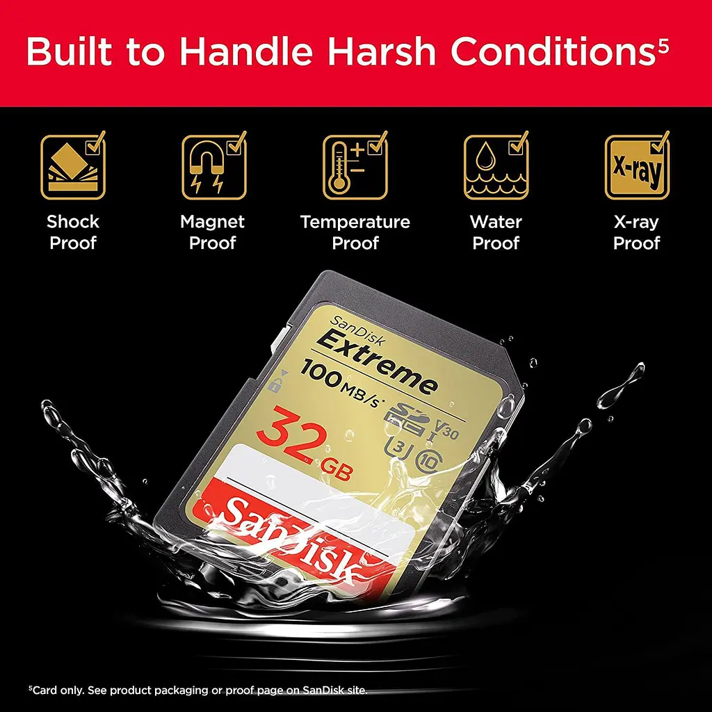 Карта пам'яті Sandisk 32GB SD C10 UHS-I U3 R100/W60MB/s Extreme V30 (SDSDXVT-032G-GNCIN) - фото 2