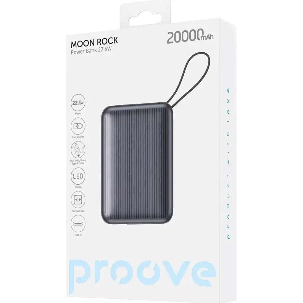 Зовнішній акумулятор Proove Moon Rock 20000mAh 22.5W Gray (PBM222012105) [136805] - фото 3