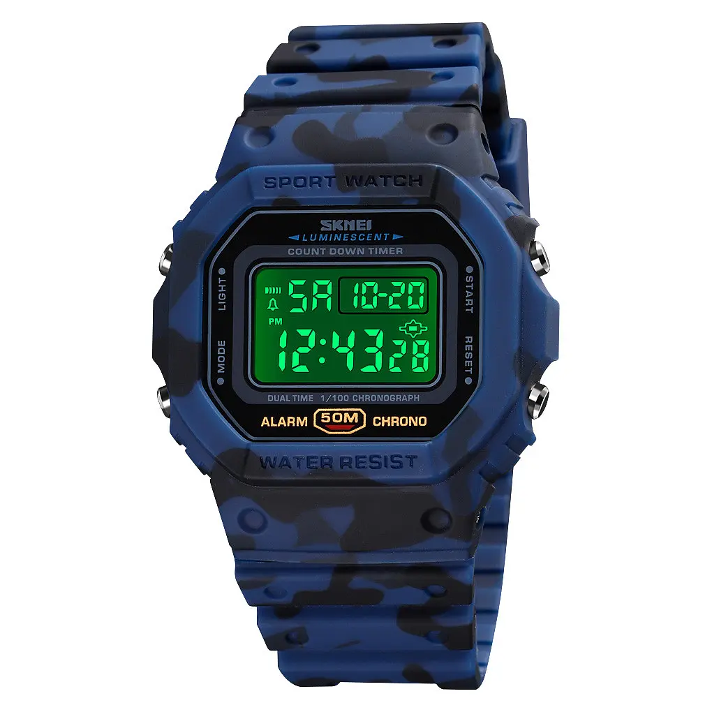 Наручний годинник чоловічий Skmei 1628 Blue Camo, 1628CMBU (12265) - фото 2