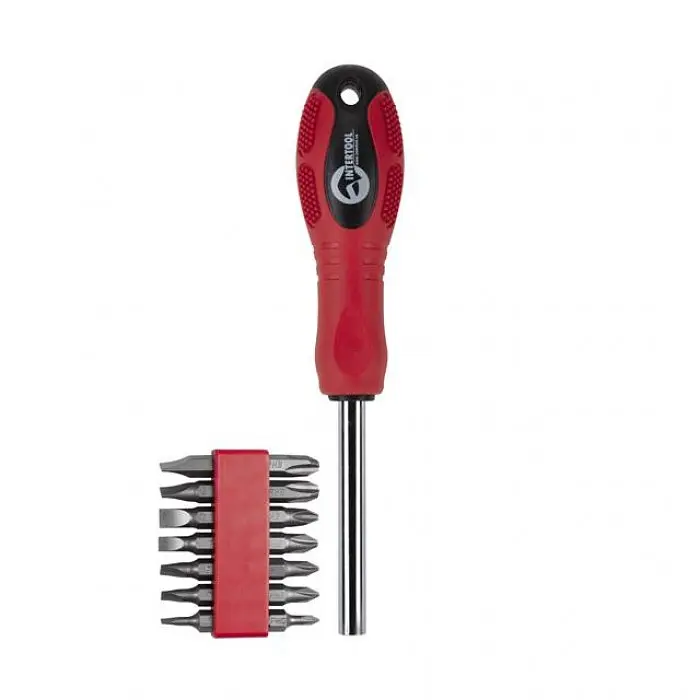 Викрутка магнітна 1/4", 10*50 мм, з комплектом насадок 15 од. CrV INTERTOOL HT-0415 - фото 2