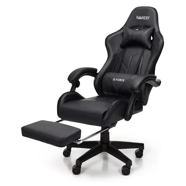 Крісло геймерське Hanert G-Force з підставкою для ніг Black - фото 3