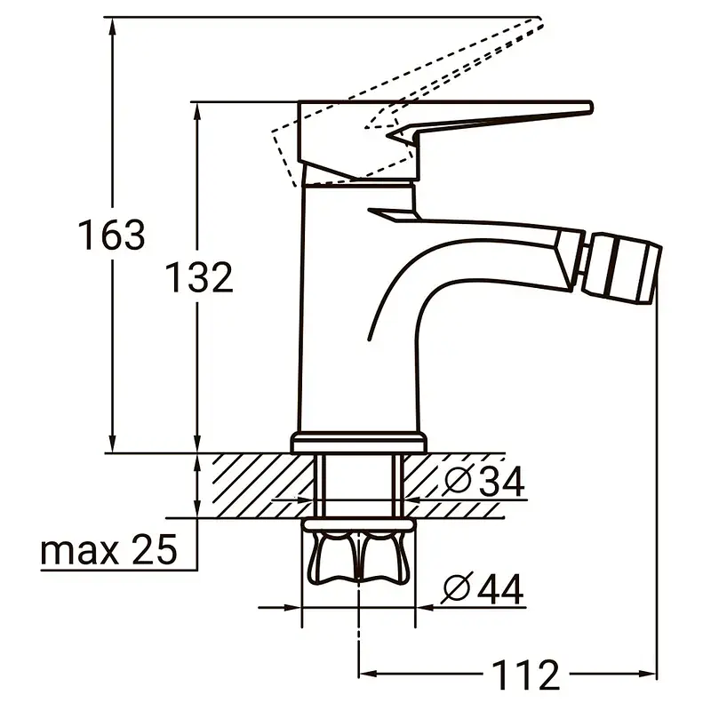 Змішувач HK Ø35 для біде на гайці AQUATICA HK-1F130C (9732500) - фото 4