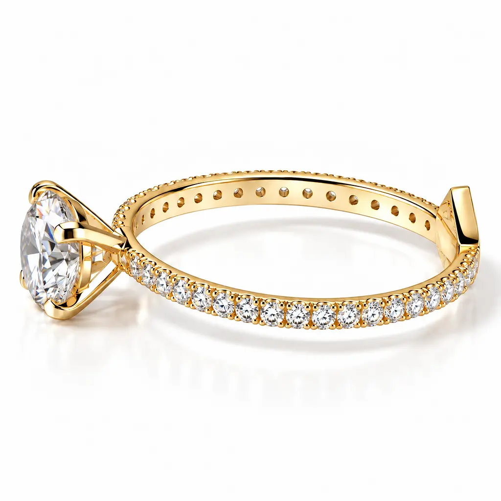 Каблучка з жовтого золота з муасанітами К-0801 16 - фото 4