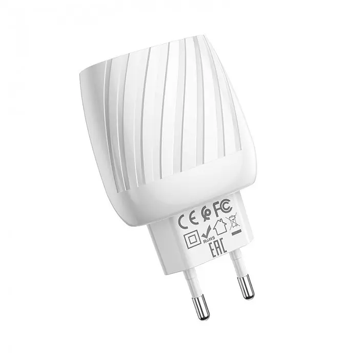 Зарядное сетевое HOCO C78A Highway 2USB 2.4A Micro USB Белый - фото 2