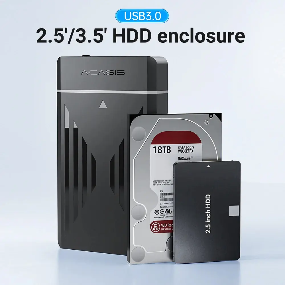 Корпус для жорсткого диска ACASIS EC-5351C USB 3.0 до 30 ТБ для SATA 2,5/3,5 дюйма (Чорний) - фото 7