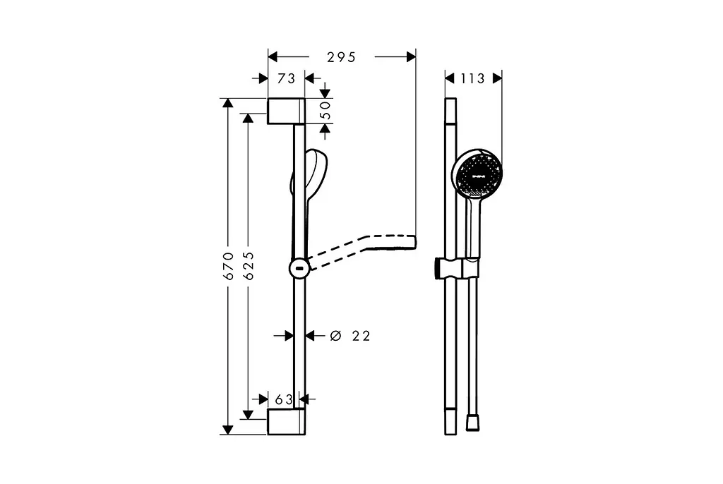 Душовий гарнітур Hansgrohe Activera Select S 2jet EcoSmart+ зі стійкою 65 см chrome 28045000 - фото 3