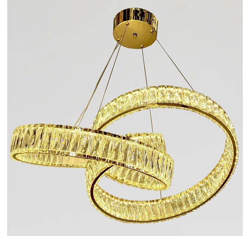 Золота підвісна кришталева LED-люстра Artlight 531/600GD у вигляді переплетених каблучок, 153 Вт, від 16-25 м² - фото 4