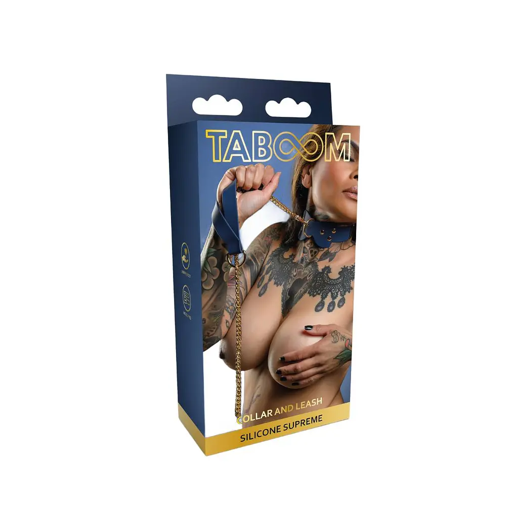 Ошейник с поводком Taboom Silicone Supreme Collar and Leash синий - фото 7