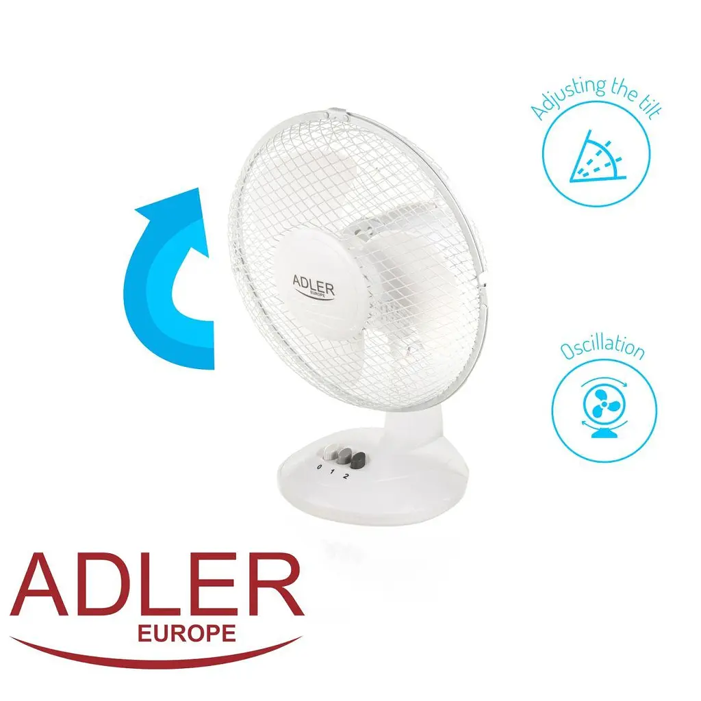 Вентилятор AdlerAD 7302 white настільний/ 45Вт/ D=23см/ автоповорот/ білий (AD7302) - фото 7