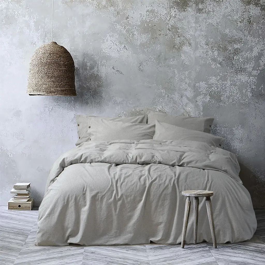 Постельное белье Lotus Home Washed cotton - Solid light antracite семейный - фото 3