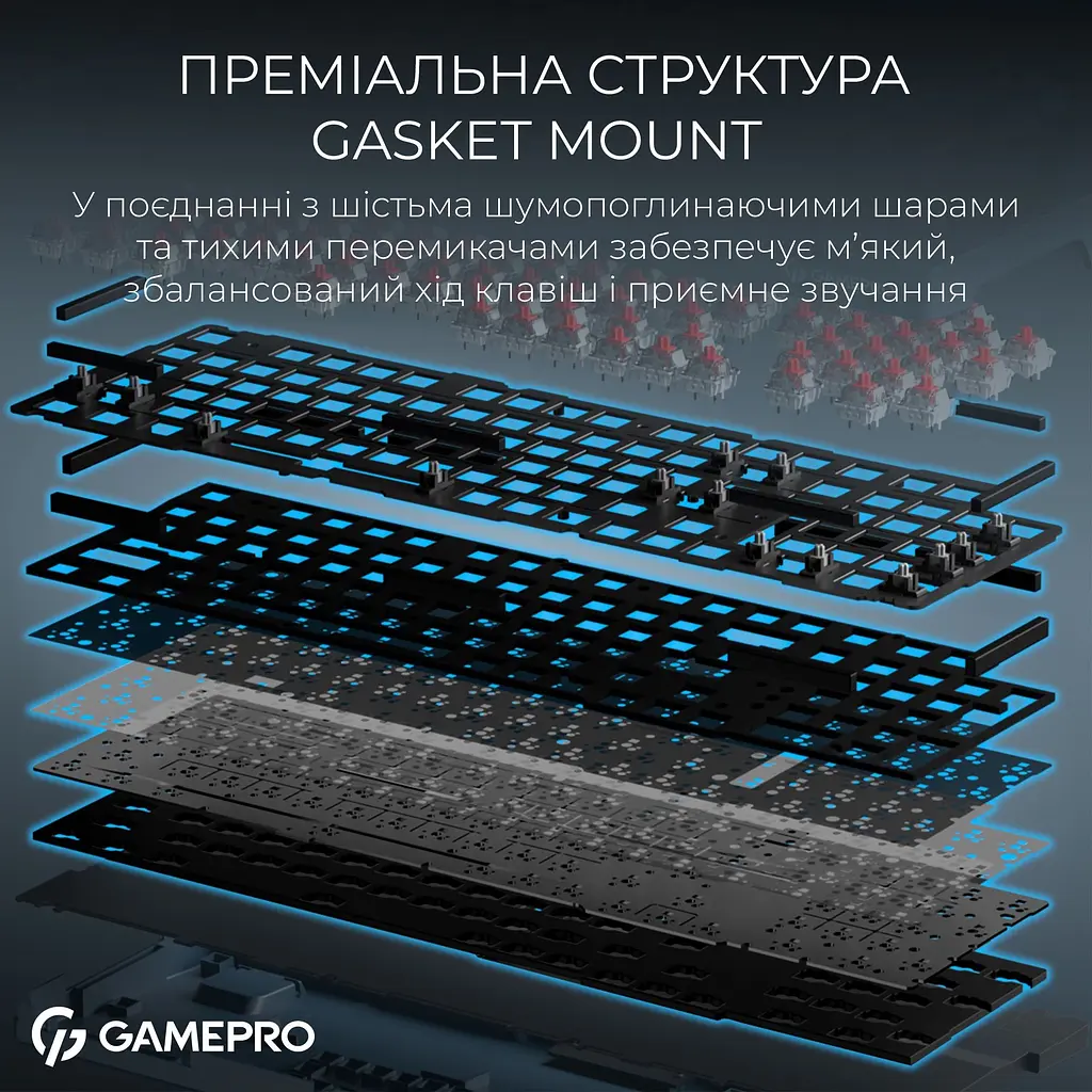 Клавиатура GamePro Asgard Drakkar Keychron Super Red Switch Wireless/Bluetooth/USB Blue беспроводная (MK305BL) - фото 18
