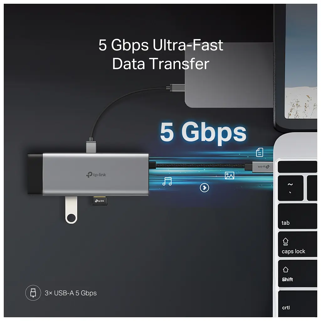 Концентратор TP-Link USB-C 7-in-1 3xUSB + HDMI + SD/TF + USB-C PD100W (UH7021C) - фото 10