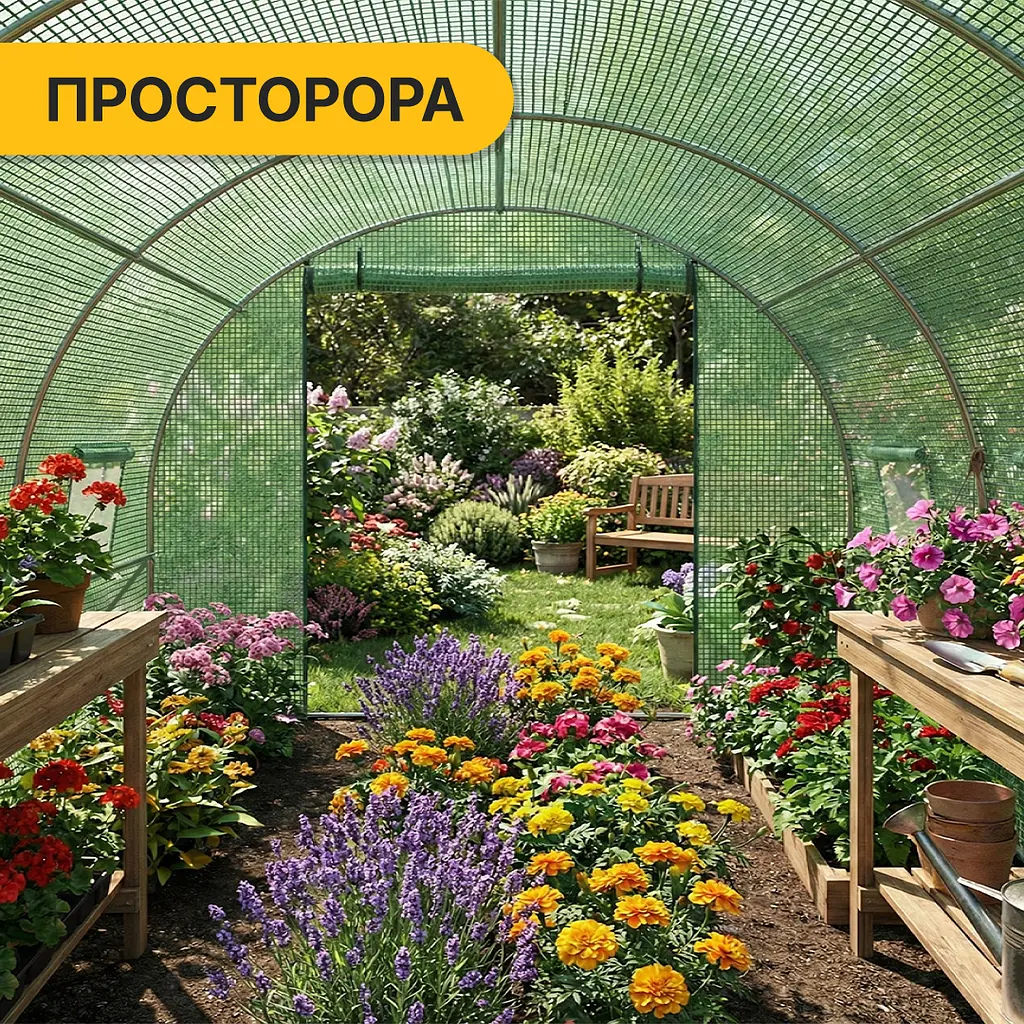 Посилена садова теплиця парник LEOBRO Garden 18м2 Green (LB-G107-GRN) - фото 8