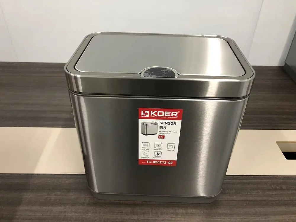 Відро для сміття сенсорне прямокутне Koer TC-020212-02 12 л нержавіюча сталь KR5584, Нержавіюча сталь - фото 8