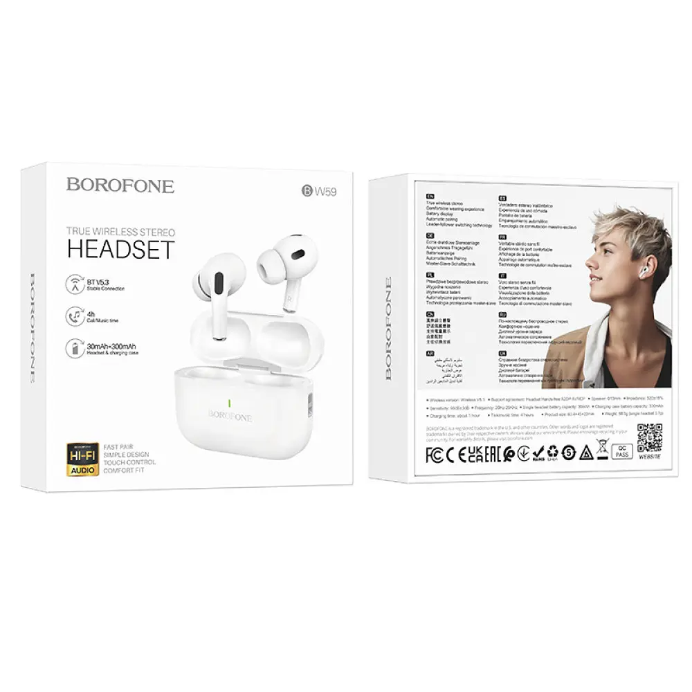 Бездротові навушники BOROFONE BW59 True wireless stereo headset White (6941991107450) - фото 9