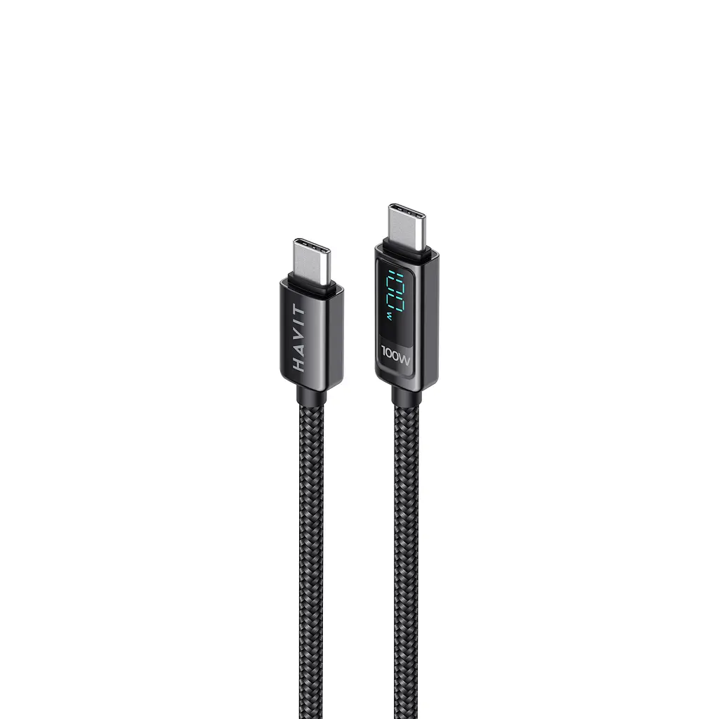 Кабель Type-C to Type-C HAVIT HV-CB6247 PD100W 5A 2м з LED екраном HAVIT (27870-000)