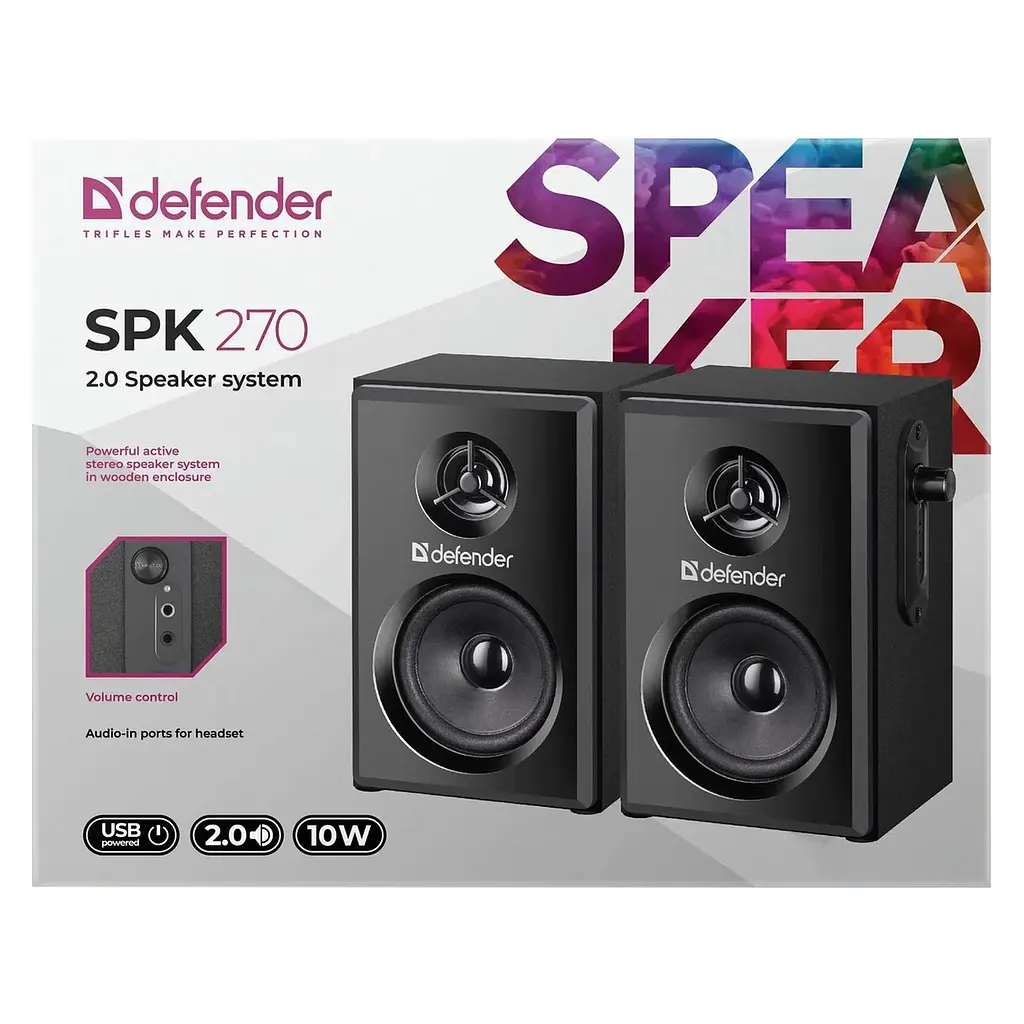 Акустичні колонки Defender SPK-270 (2.0) 10W USB дерево (Black) - фото 7