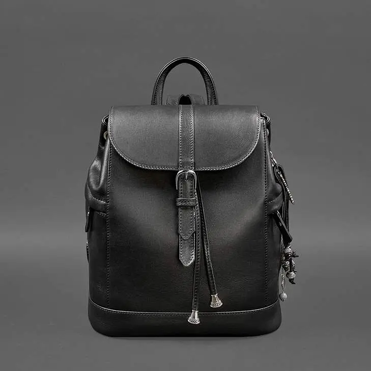 Кожаный женский рюкзак Олсен черный краст - фото 11