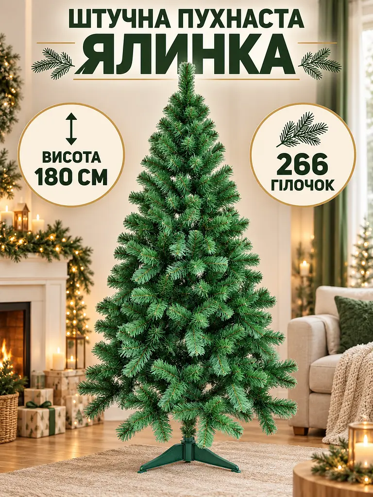 Сертифікована ялинка штучна пухнаста Казкова YaLINKA S18 180 см - фото 2