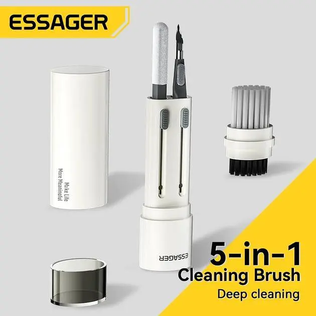 Набір для очищення девайсів ESSAGER 5 in 1 cleaning brush White and Grey (EQJ05-QF02) - фото 7
