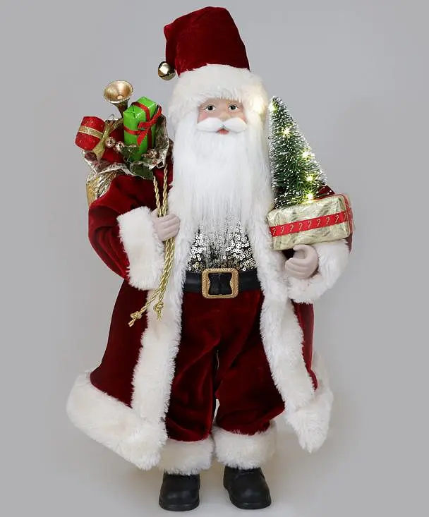 Фігура Санта з ялинкою (м'яка іграшка) з LED підсвічуванням Bona 46 см dec0008501 - фото 2