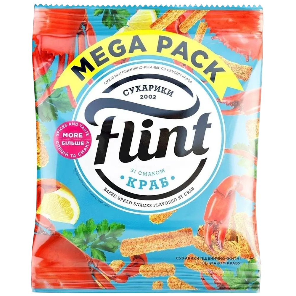 Набір: Сухарики Flint Пшенично-житні зі смаком краба 100 г + Грінки житньо-пшеничні Flint Craft Bars Часник 80 г - фото 2