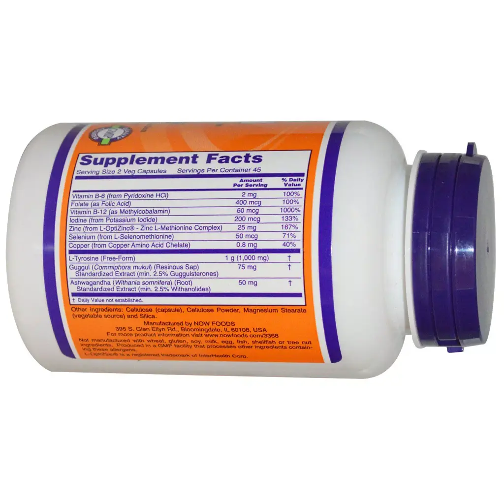 Поддержка Щитовидной Железы Now Foods Thyroid Energy 90 вегетарианских капсул - фото 2