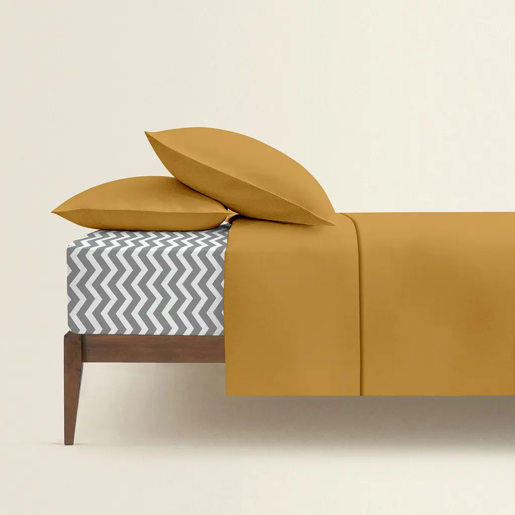 Комплект постільної білизни Cosas полуторний CURCUMA CS6 160 x 220 см (Ranfors16_Mustard_ZigGrey_160) - фото 2