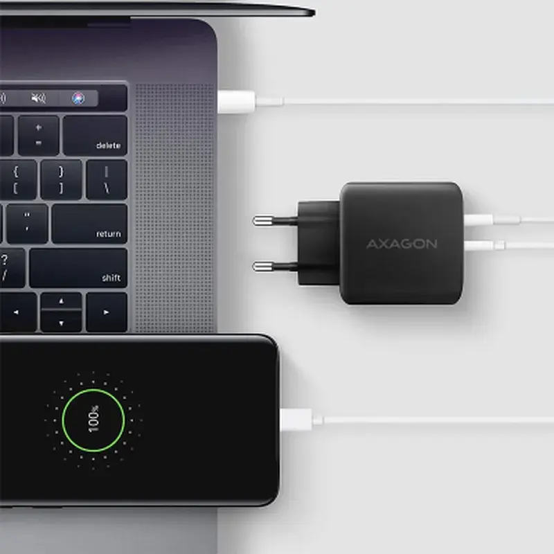 Зарядний пристрій AXAGON 1xUSB QC4.0 + 1xUSB-C PD45W PPS black (ACU-PQ45) - фото 7