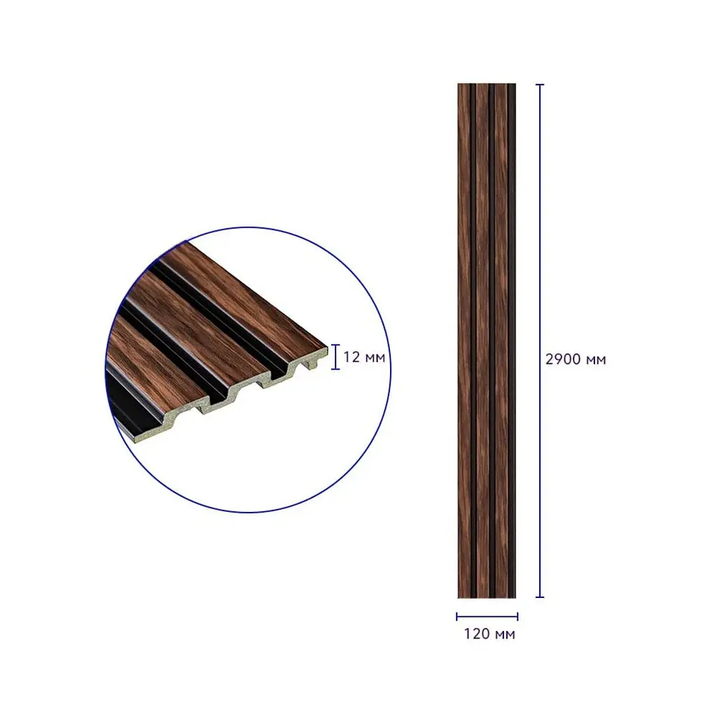 Рейка декоративна Wall Sticker PS 2900х120х12 мм Темний горіх SW-00001745 - фото 5