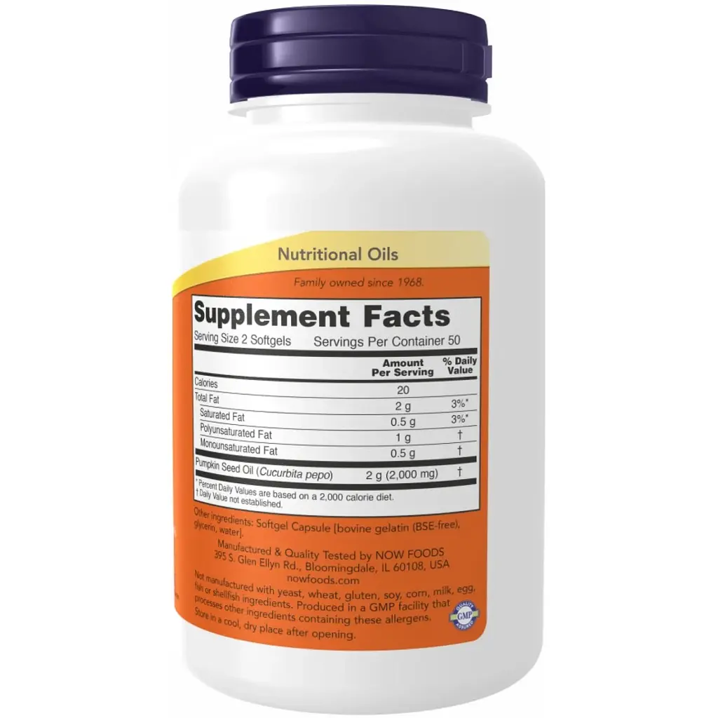 Масло семян тыквы Now Foods Pumpkin Seed Oil 1000 mg 200 sgels - фото 2